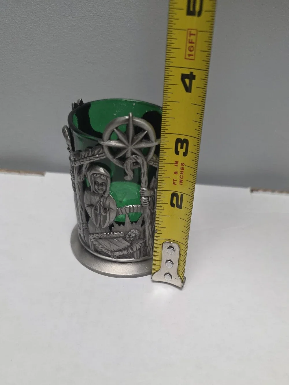 Christmas Pewter Nativity Scene Candle Holder 5